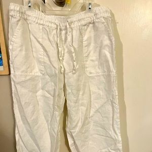 Merona white linen drawstring capris.